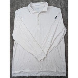 B Draddy Polo Shirt Mens XL White Golf Performance Stretch Pima Long Sleeve